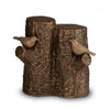 Duo urn bronzen boomstam met twee vogeltjes