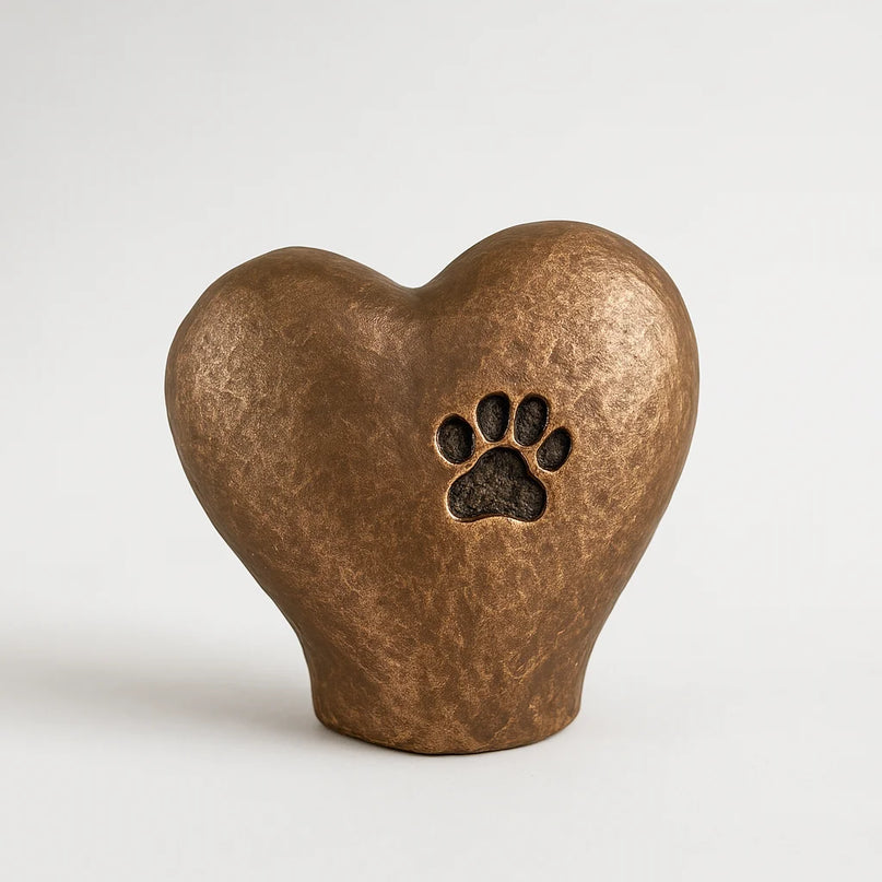 Dierenurn | Hart met Pootafdruk | Bronskleurig