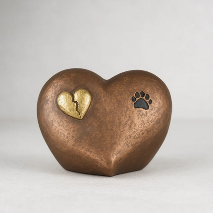 Dierenurn | Pootafdruk met Gebroken Hart | Bronskleurig