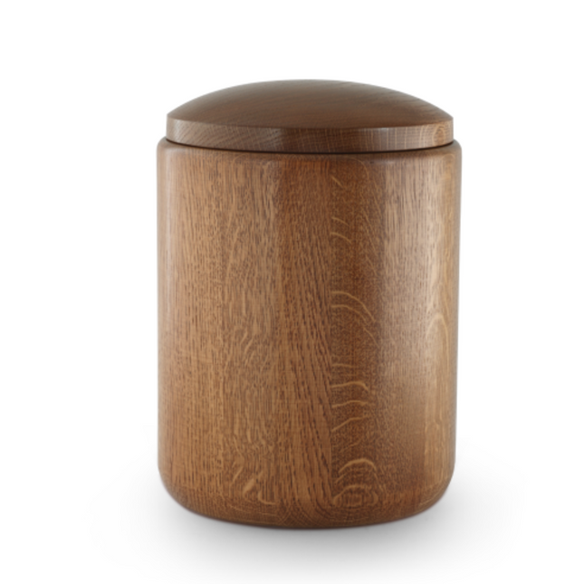 Houten Urn | Cilinder Rustiek | Donker Eikenhout