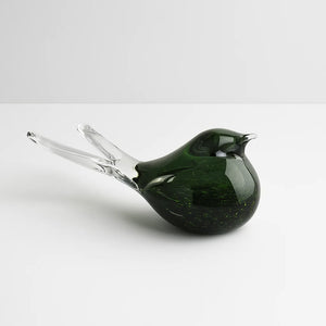 Glazen Mini Urn | Vogeltje | Groen