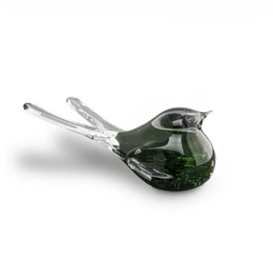 Glazen Mini Urn | Vogeltje | Groen