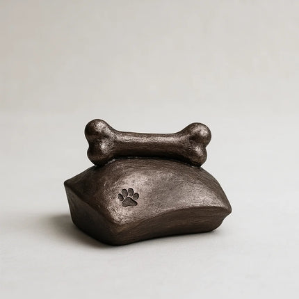 Honden Urn | Botje op Kussen | Zilverkleurig