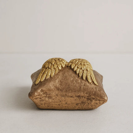 Keramische Mini Urn | Goudkleurig Engelvleugels | Bronskleurig