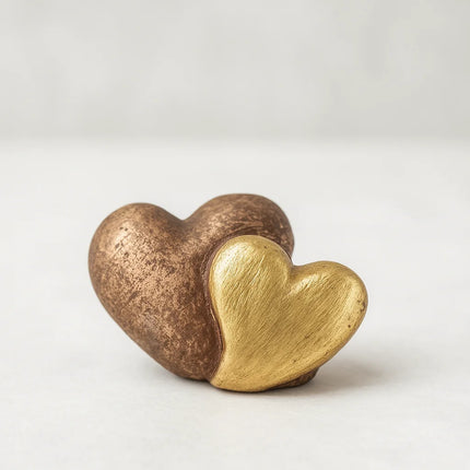 Keramische Mini Urn | 2 Harten | Goudkleurig