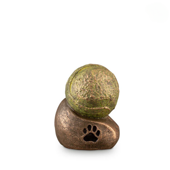 Honden Urn | Pootafdruk met Tennisbal | Brons