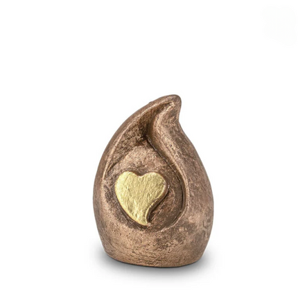 Keramische Mini Urn | Vlammend Hart | Goud