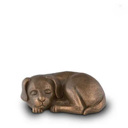 Honden Urn | Slapend Hondje | Brons