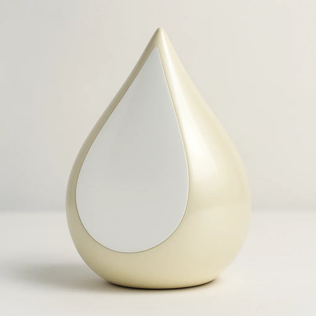 Metalen Urn | Traan Druppel  | Wit