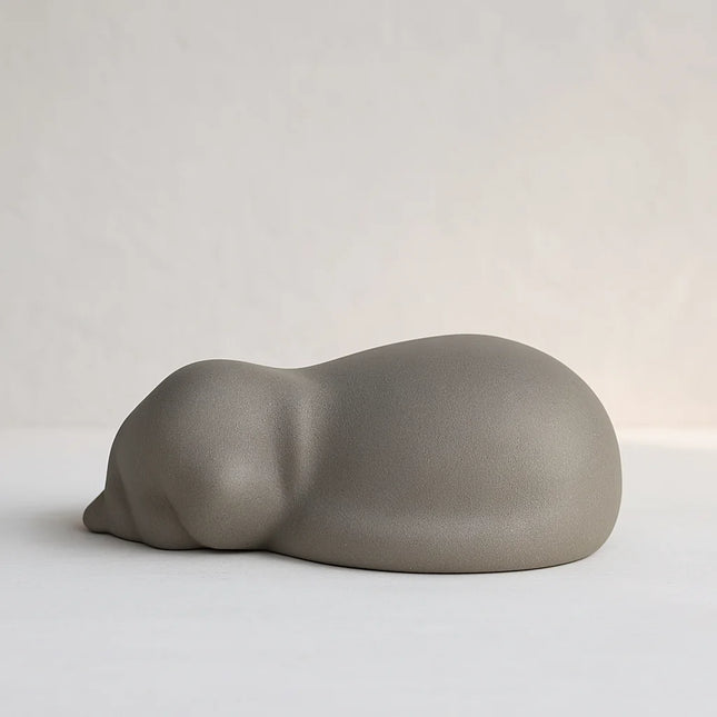 Porseleinen Honden Urn | Sleeping Dog | Grijs