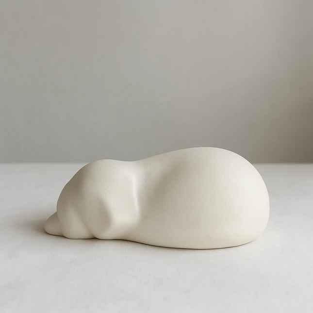 Porseleinen Honden Urn | Sleeping Dog | Wit