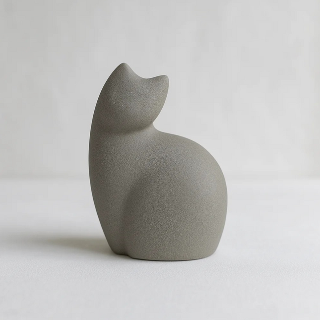 Porseleinen Katten Urn | Wachten | Grijs
