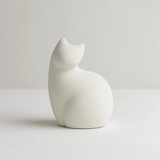 Porseleinen Katten Urn | Wachten | Wit