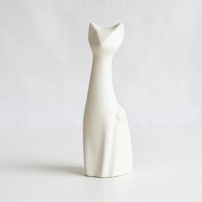 Porseleinen Katten Urn | Wachtend op Baasje | Wit