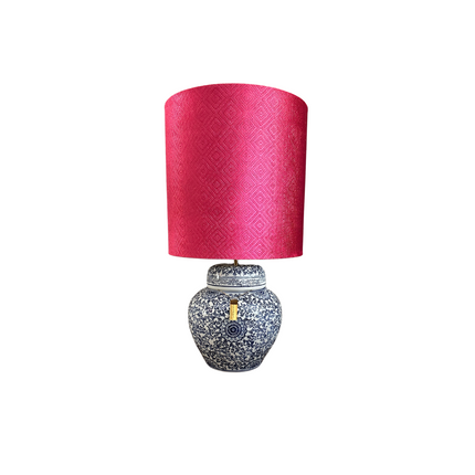 Urnlamp chinese vaas met roze kap