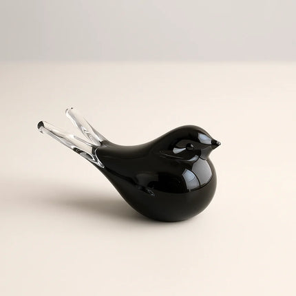 Glazen Mini Urn | Vogeltje | Zwart