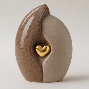 Keramische Urn | Goudkleurig Hart | Zandbruin