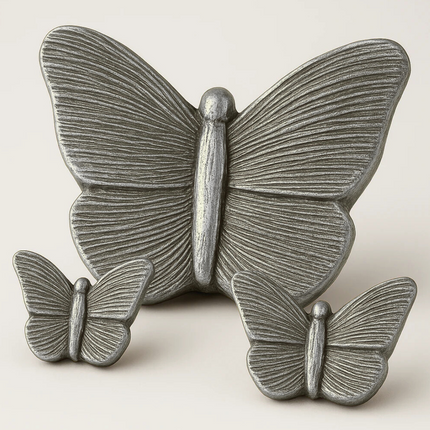 Keramische Urn | Vlinder Mariposa | Zilverkleurig
